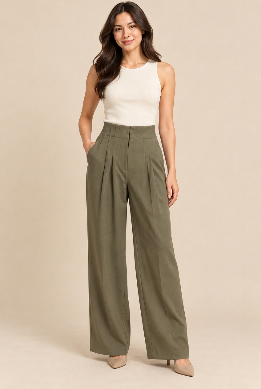 Olive pants front-facing pose