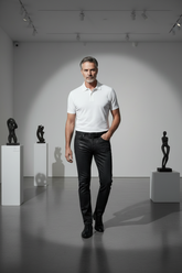 Black Snakeskin Print Tech Pants