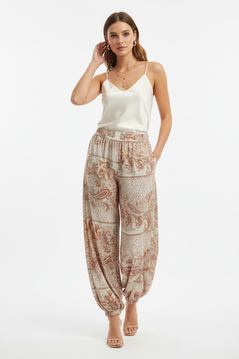 Paisley Harem Pants on Model