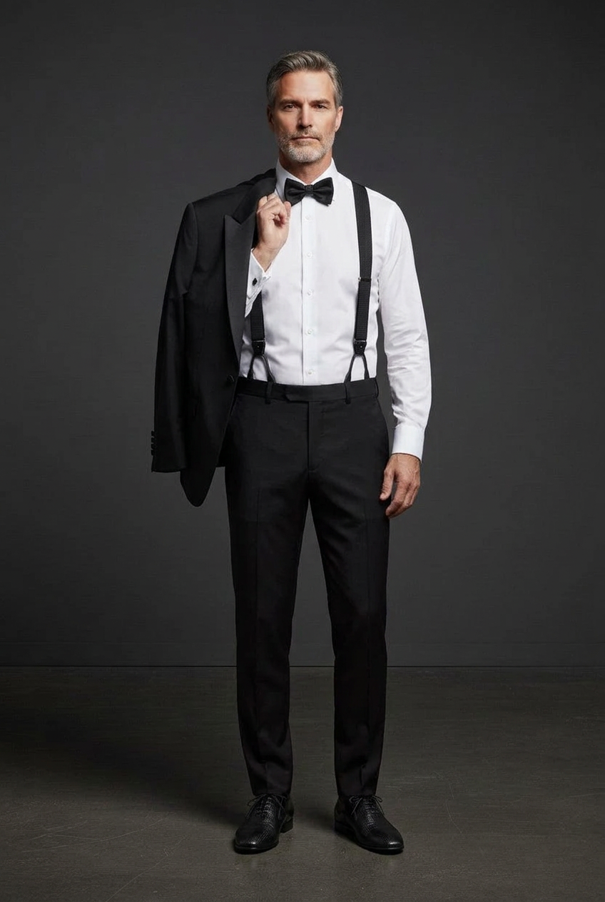 Picture 2 with suspenders fastening inside the waistband