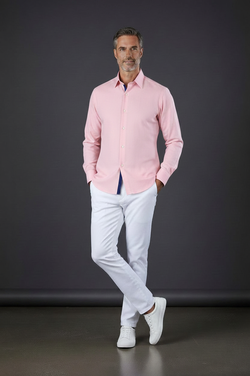 Avenue 21 Pink Textured Dress Shirt