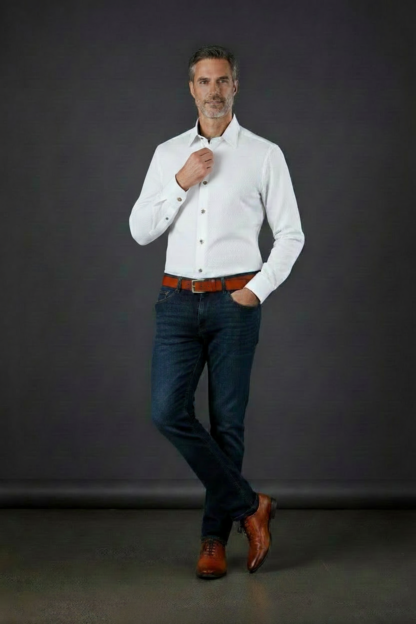 VERCINI White Textured Dress Shirt