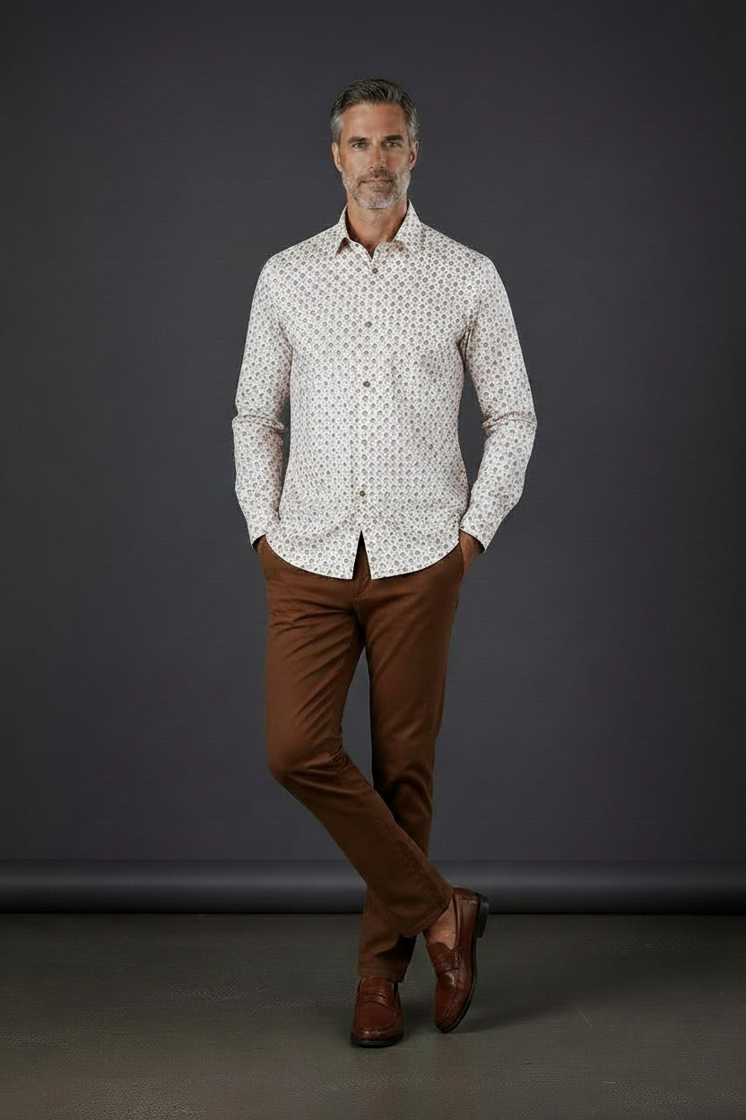 vercini Geometric Print Dress Shirt