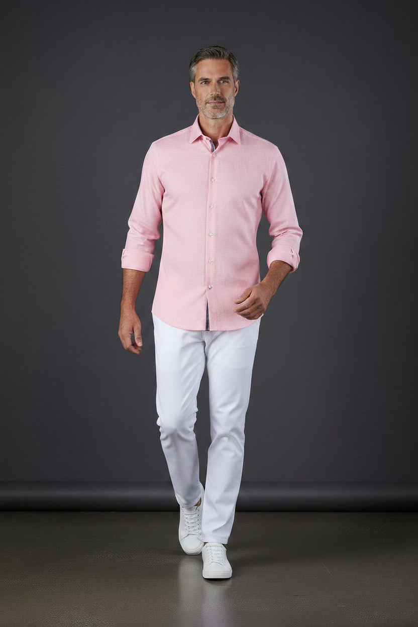 Avenue 21 Pink Textured Dress Shirt