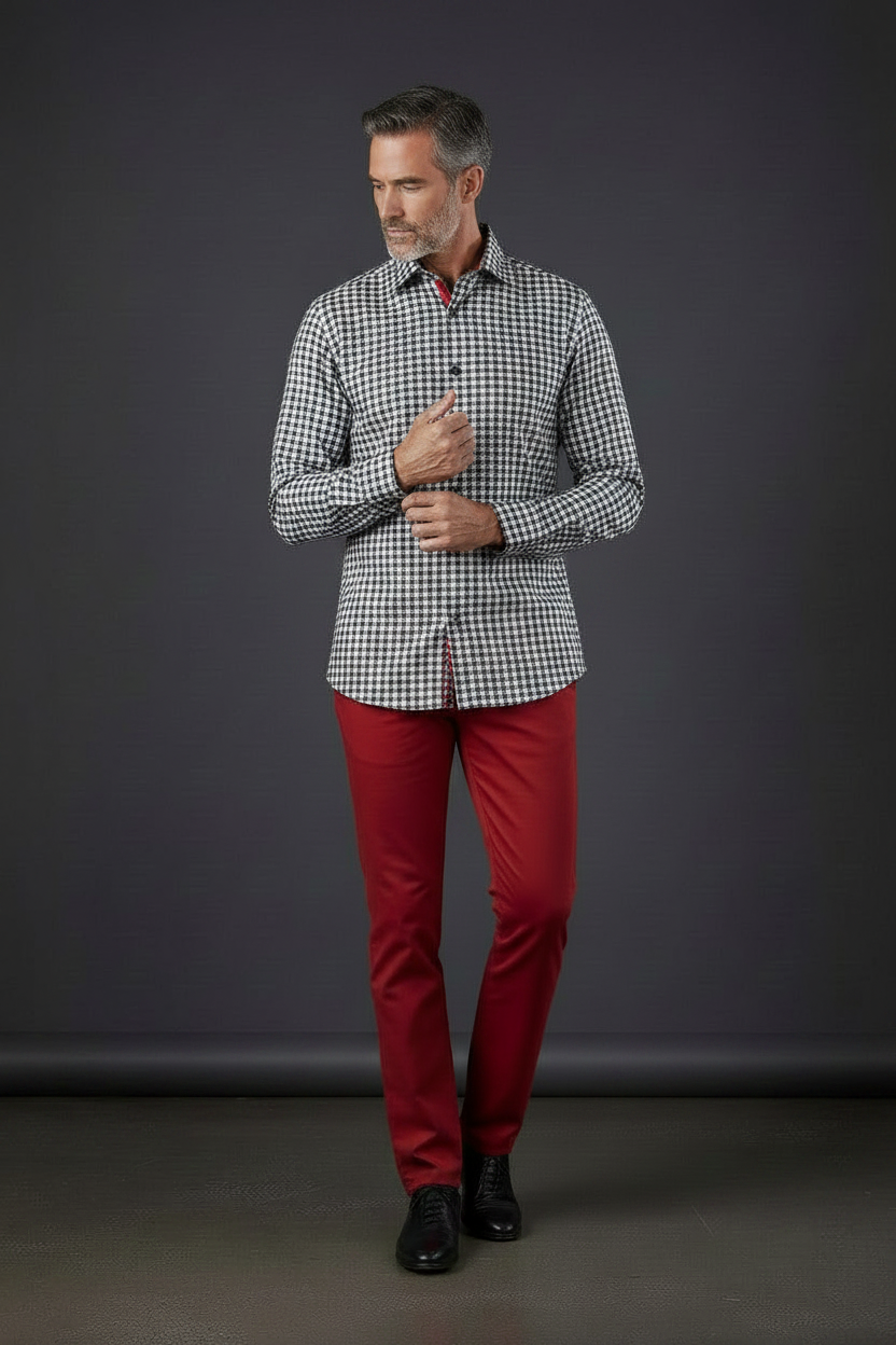 Houndstooth Print Dress Shirt