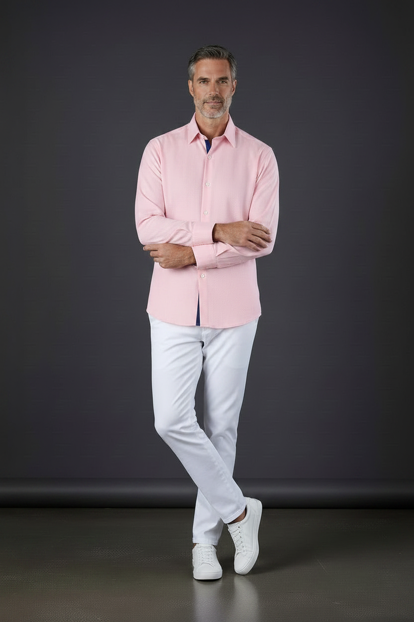 Avenue 21 Pink Textured Dress Shirt