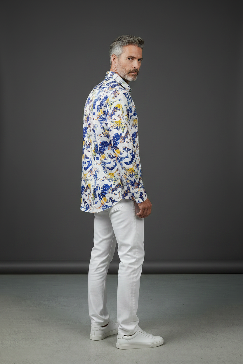 Tropical Splash Print Dress Shirt
