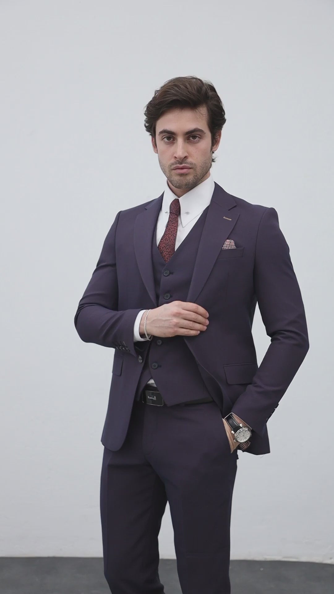 Vercini Rich purple Sophisticate Three-Piece Men's Suit