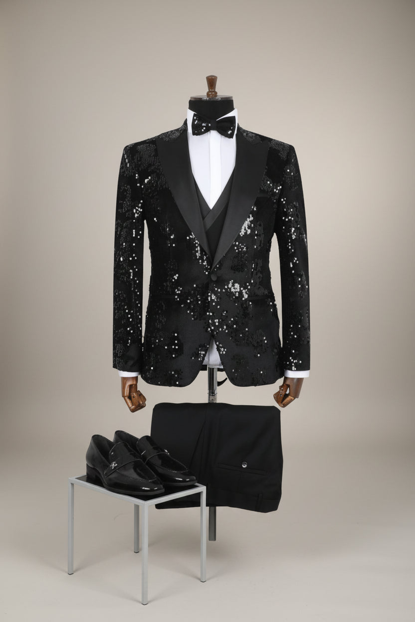 Black Tuxedo with Vest - Classic Formal Suit
