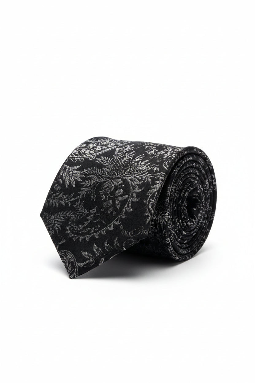 Paisley Silk Tie with Multicolor Embroidery