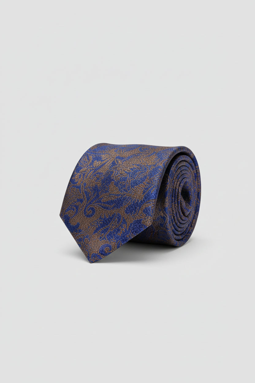Brown Vercini Royal blue floral tie