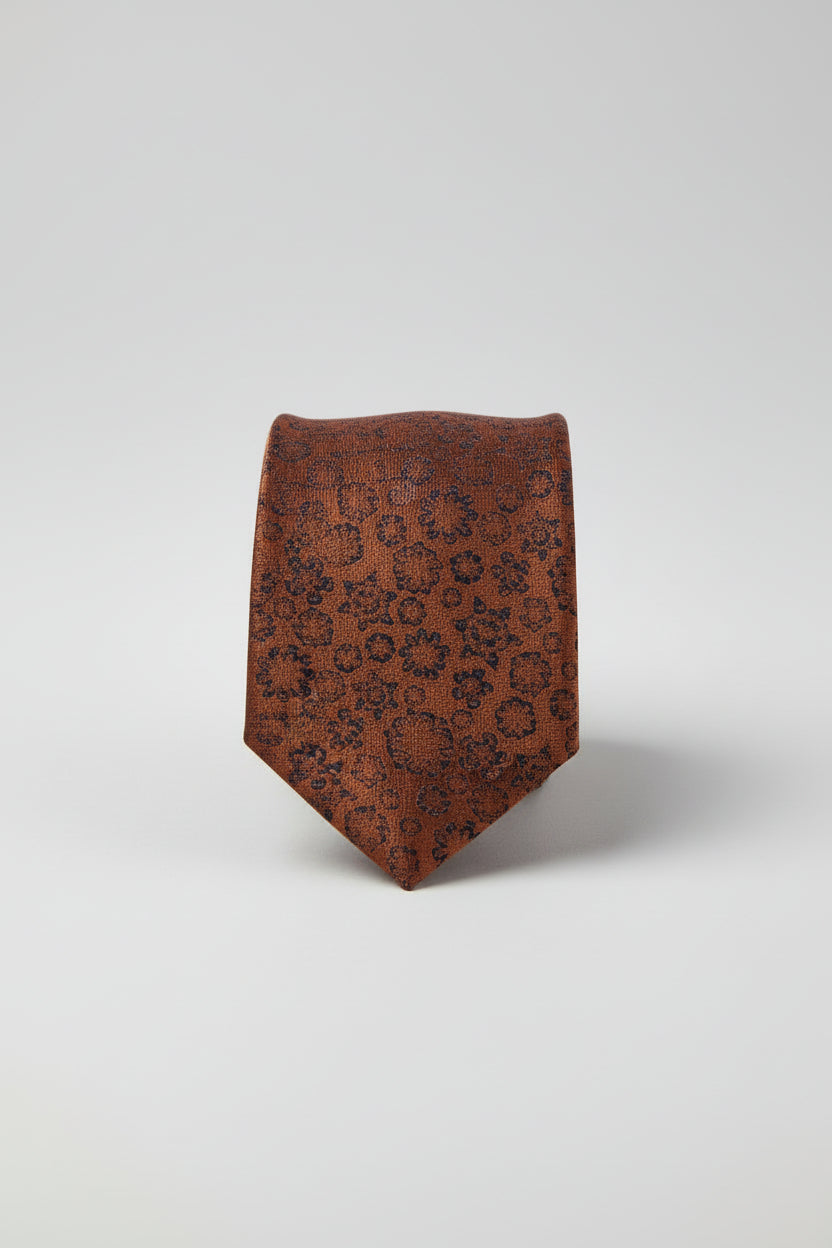 Bronze Floral Micro-Pattern Tie | Luxury Men's Formal Neckwear | Vercini