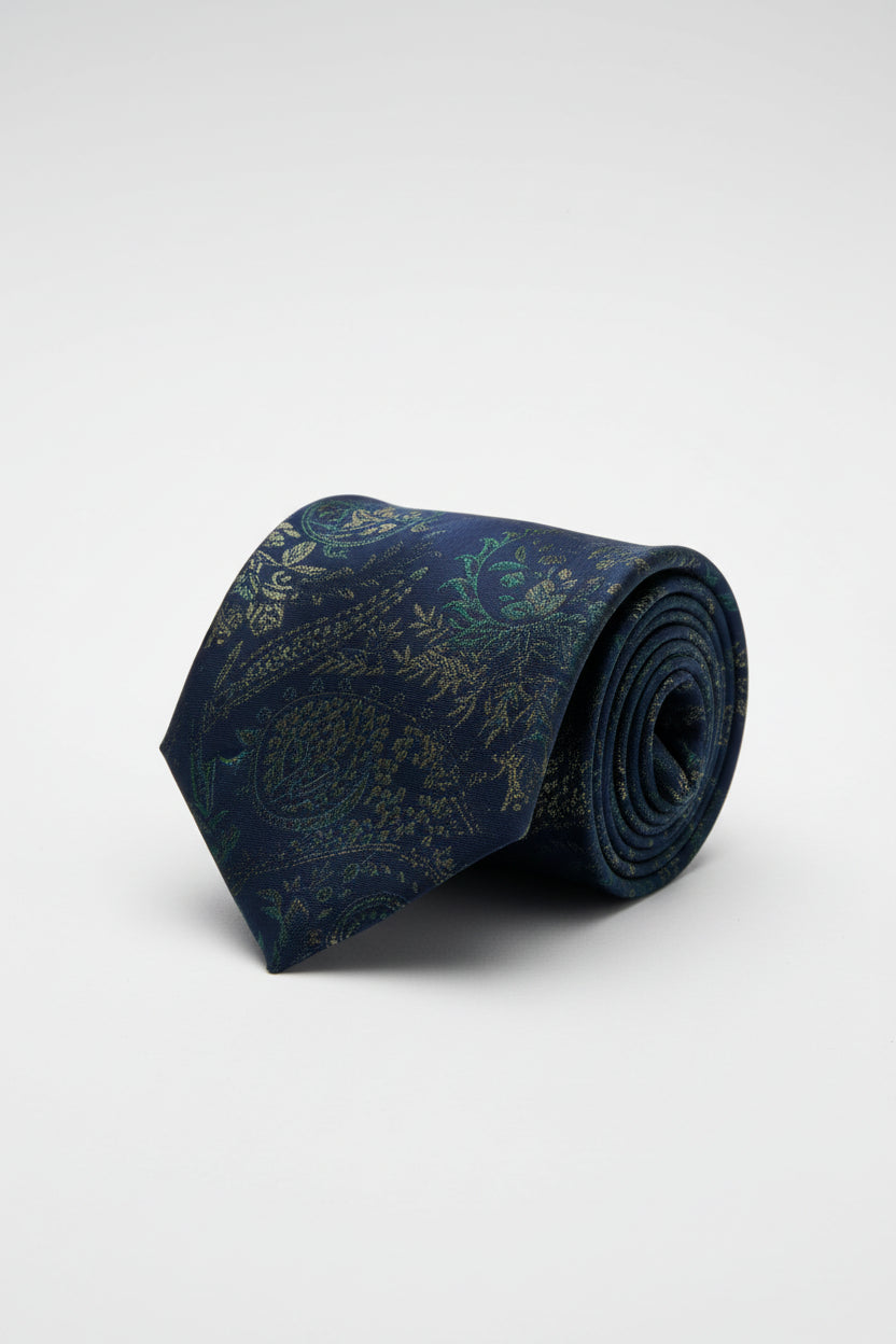 Paisley Silk Tie with Multicolor Embroidery