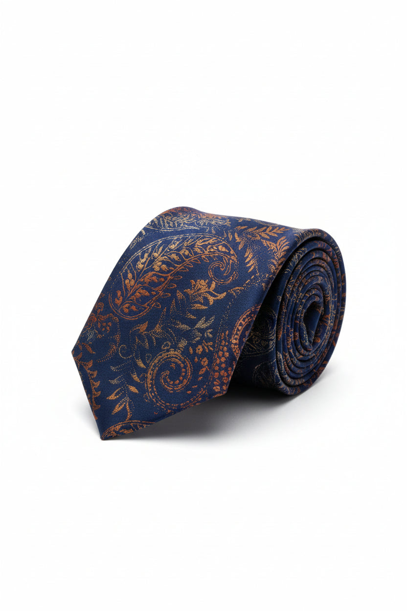 Paisley Silk Tie with Multicolor Embroidery