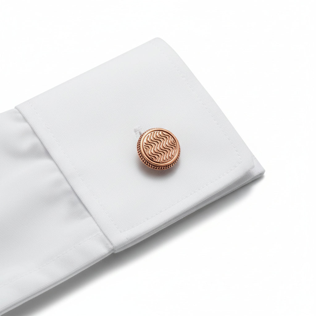 Vercini Wave Pattern Cufflinks – Rose Gold & Silver