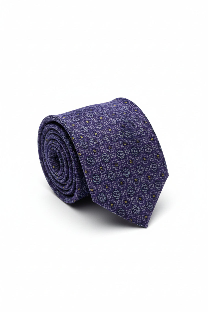 Navy Medallion Silk Tie