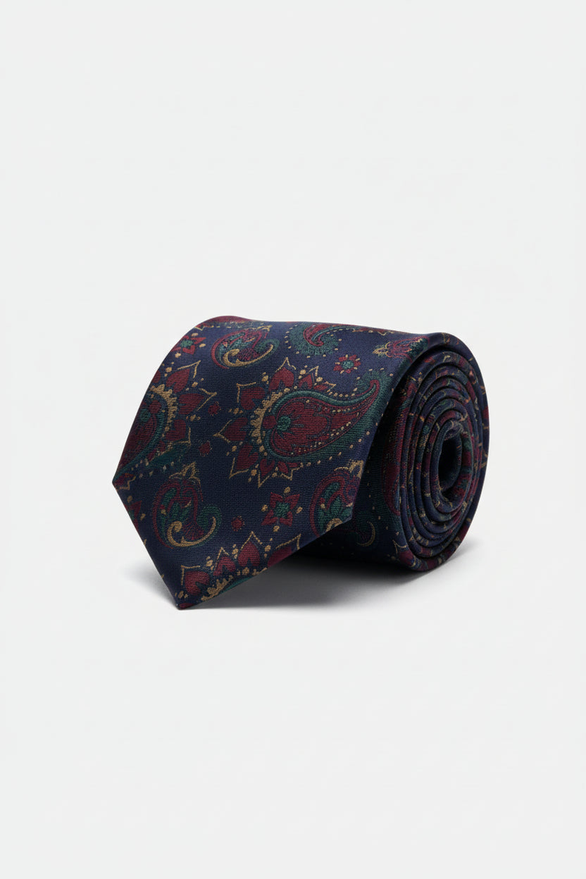 Burgundy Celestial Tie with Pocket Square Set - Moon & Stars Necktie