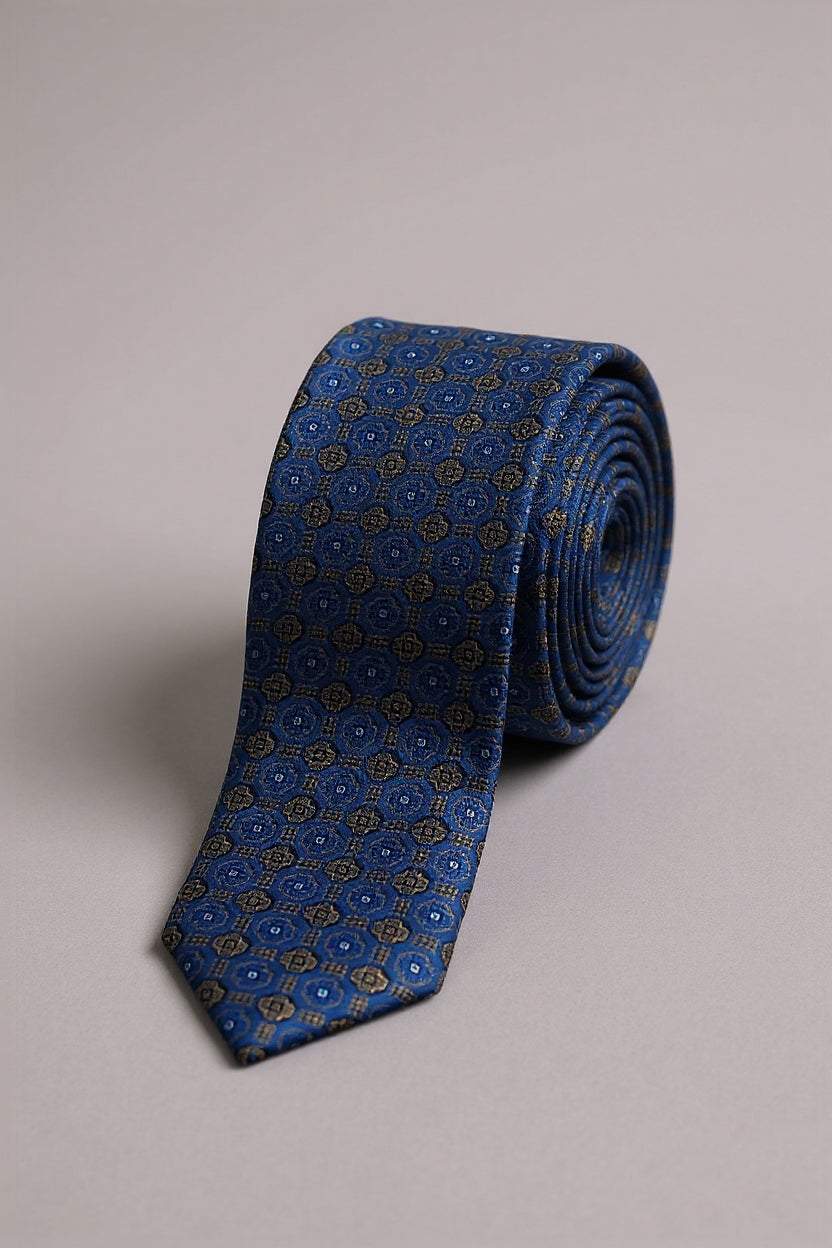 Navy Medallion Silk Tie