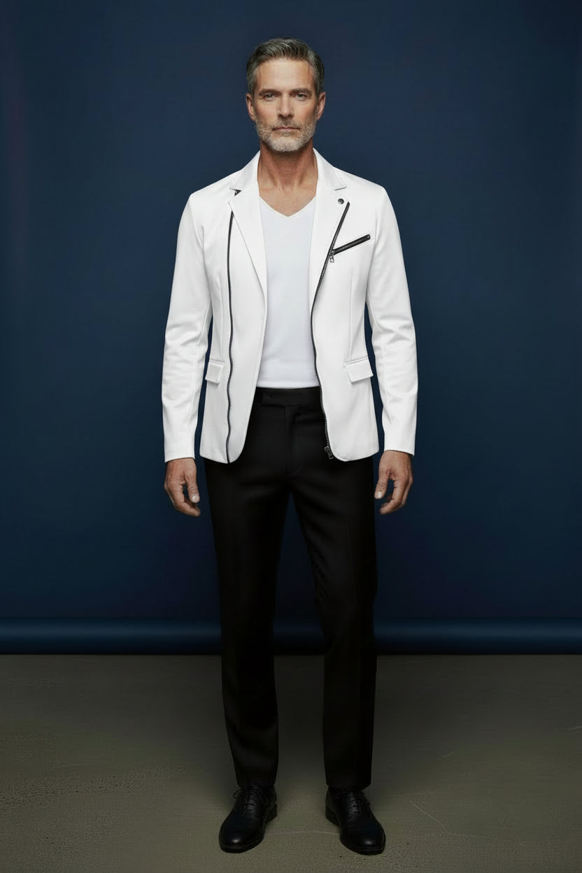 Black Front Zipper Blazer
