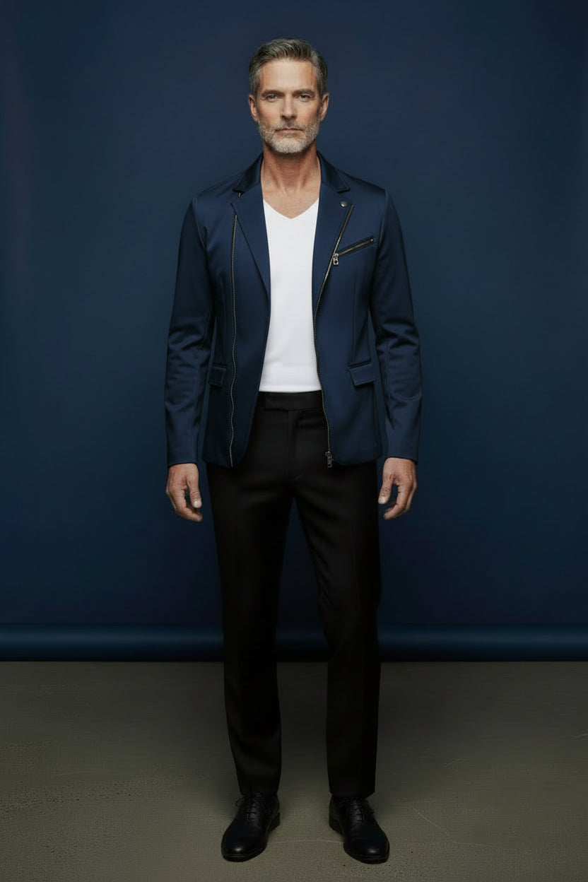 Black Front Zipper Blazer