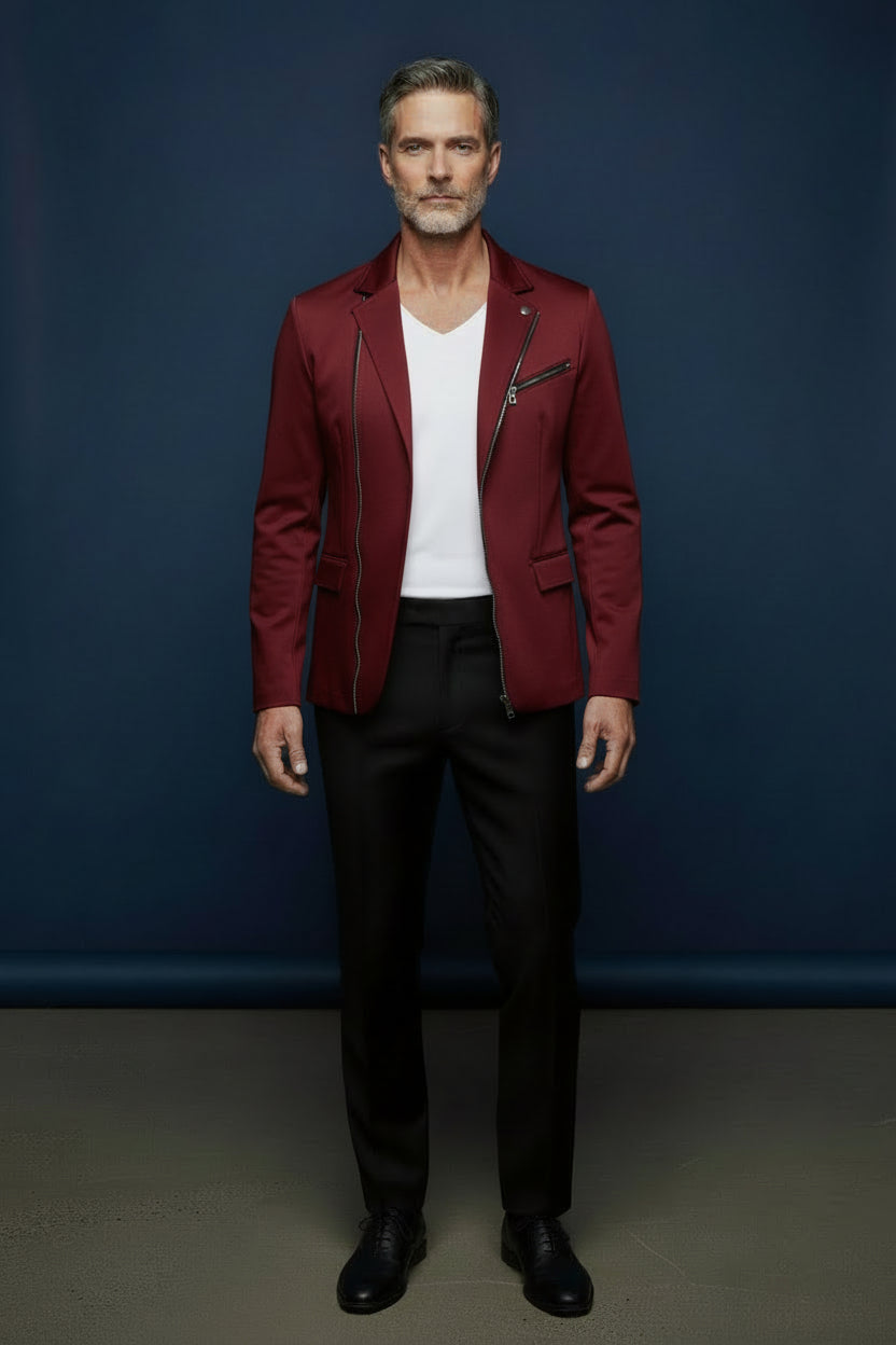 Black Front Zipper Blazer