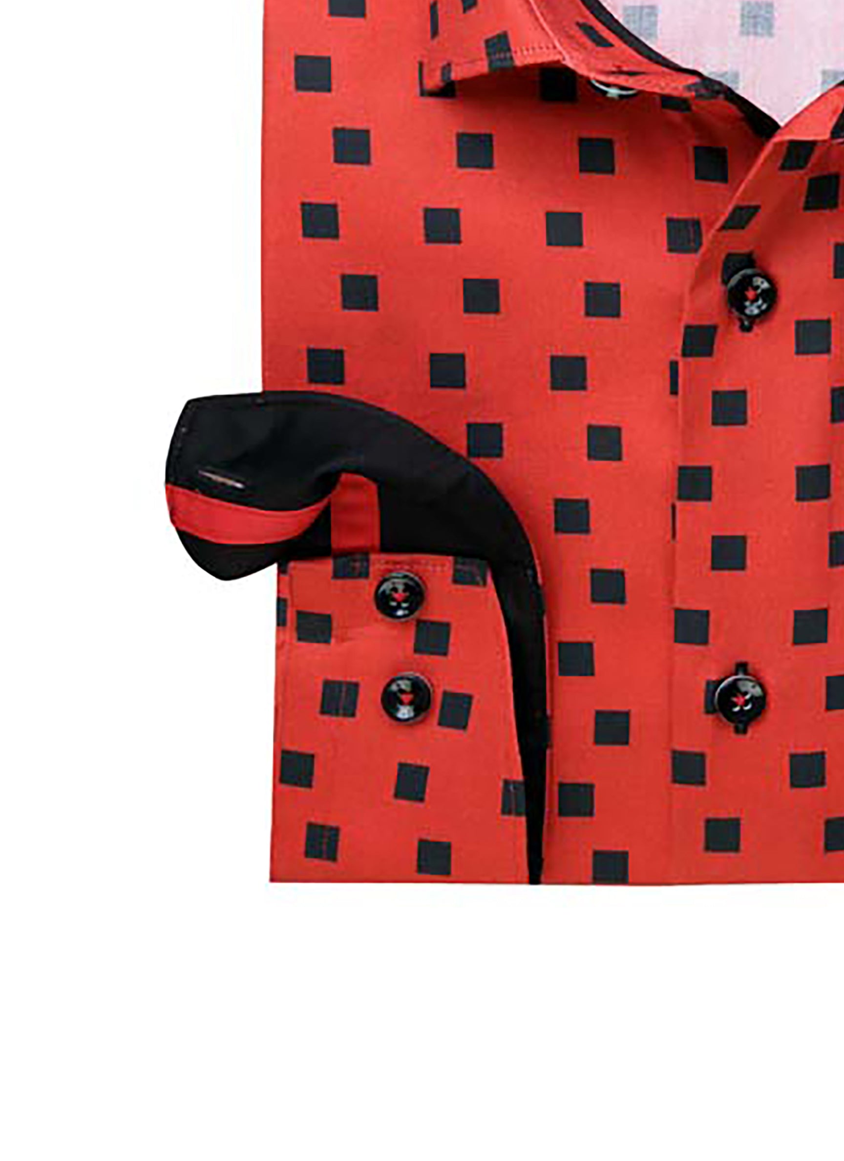 Red & Black Square Collar Shirt