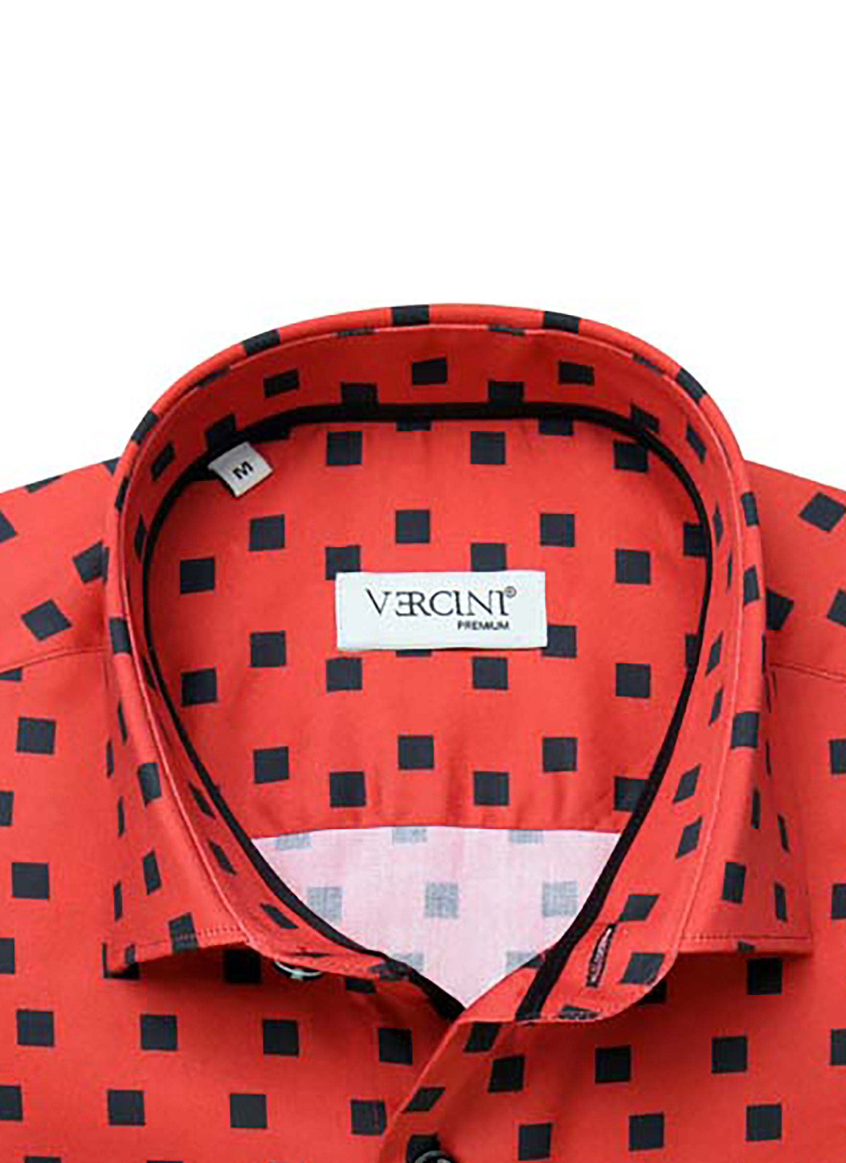 Red & Black Square Collar Shirt