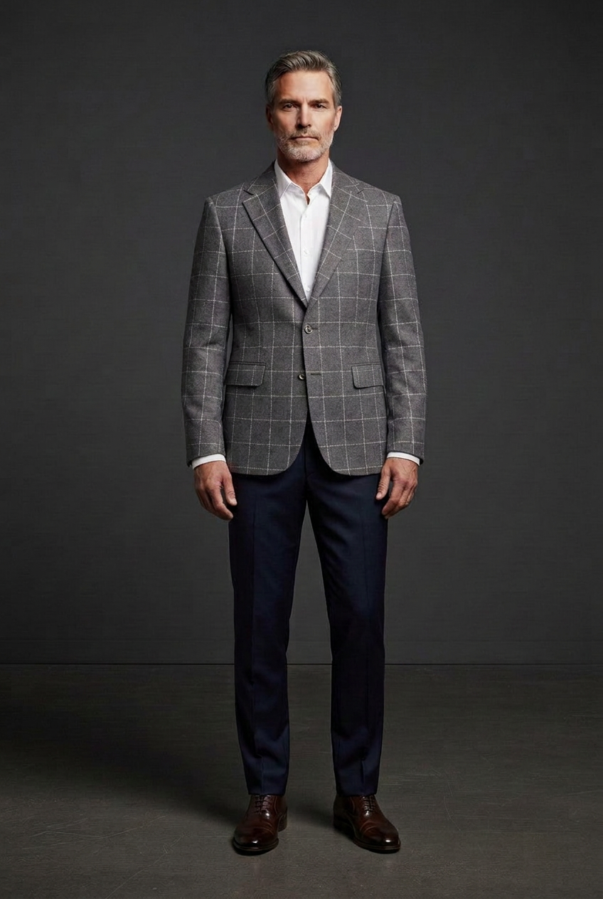 Revised light gray jacket with aligned pocket checks