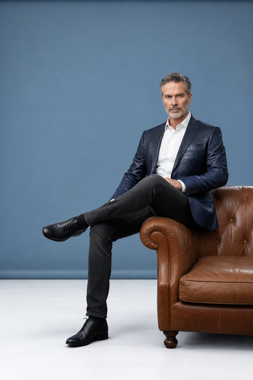 Seated jacket pose