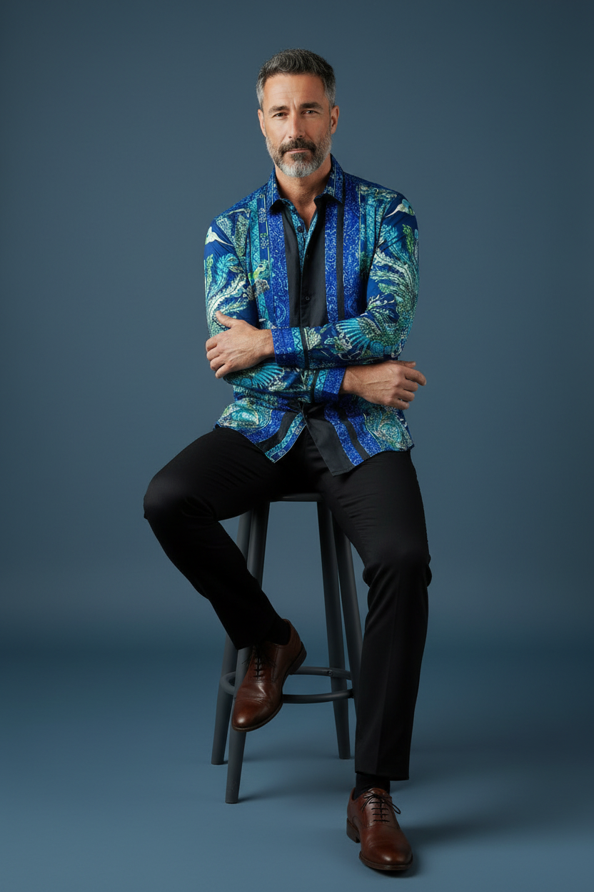 Seated sophisticated pose