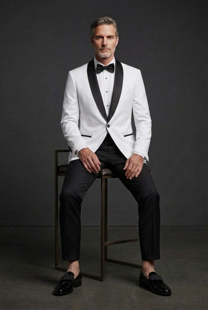 Seated tuxedo pose