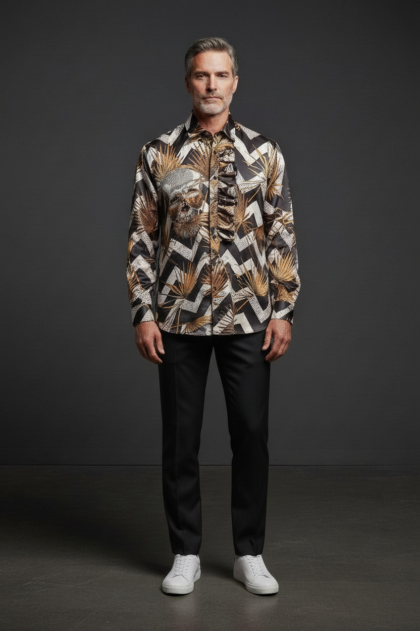 Shiny Shirt Single Frill – Front Pose