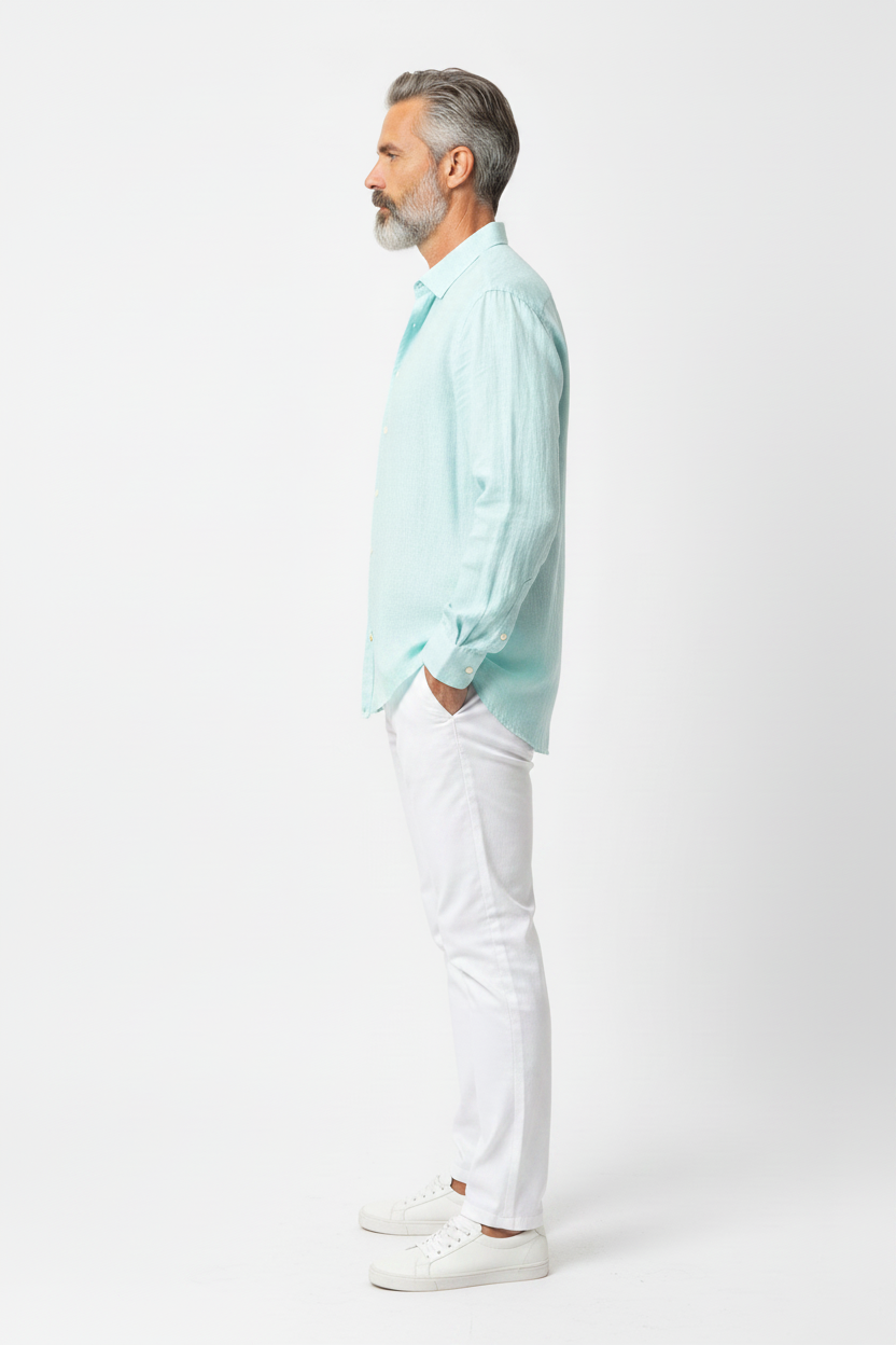 Vercini Linen Spread Collar Shirt