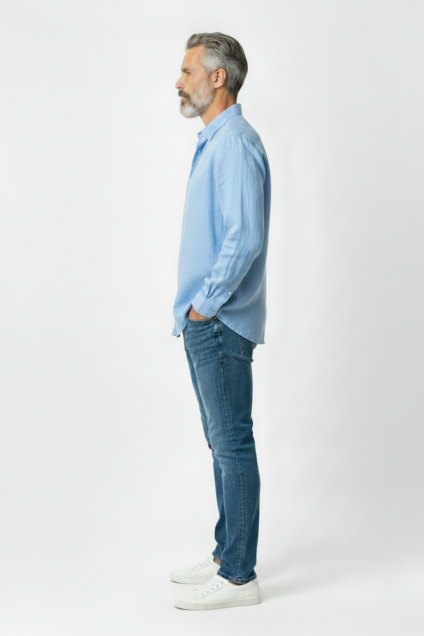 Vercini Linen Spread Collar Shirt