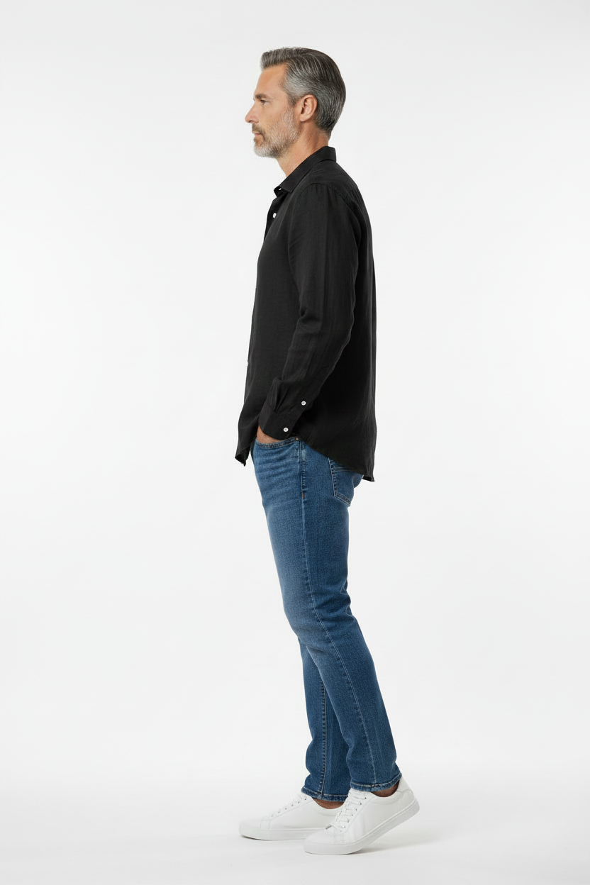 Vercini Linen Spread Collar Shirt