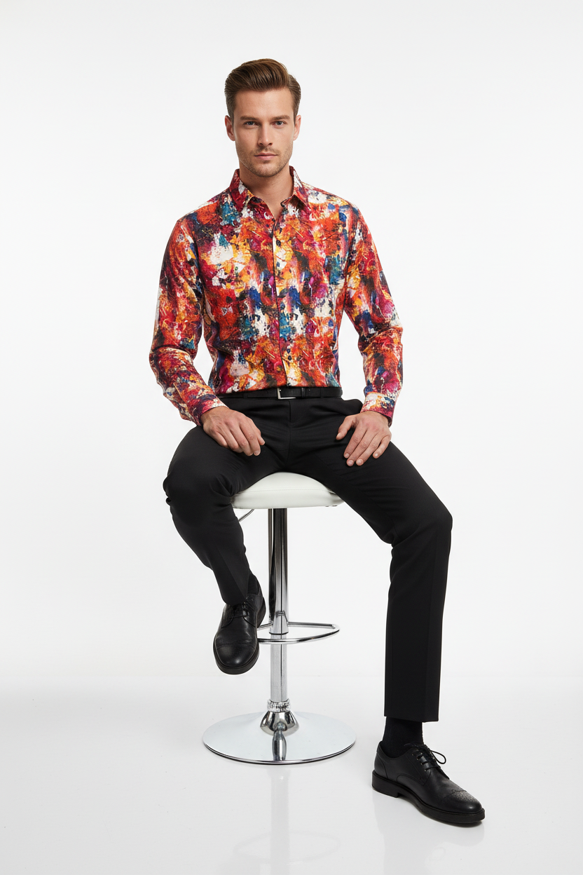 Sitting on stool, relaxed