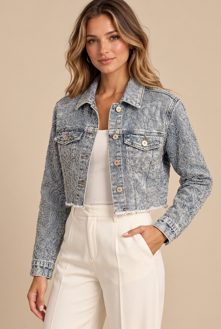 Three-quarter pose with hand in trouser pocket