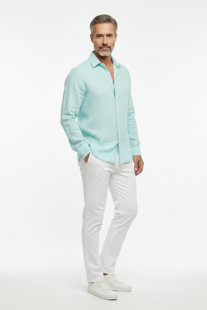 Vercini Linen Spread Collar Shirt
