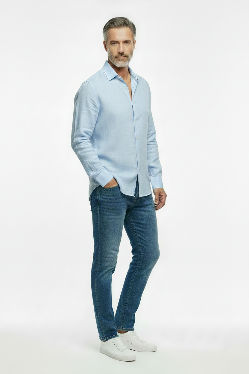 Vercini Linen Spread Collar Shirt