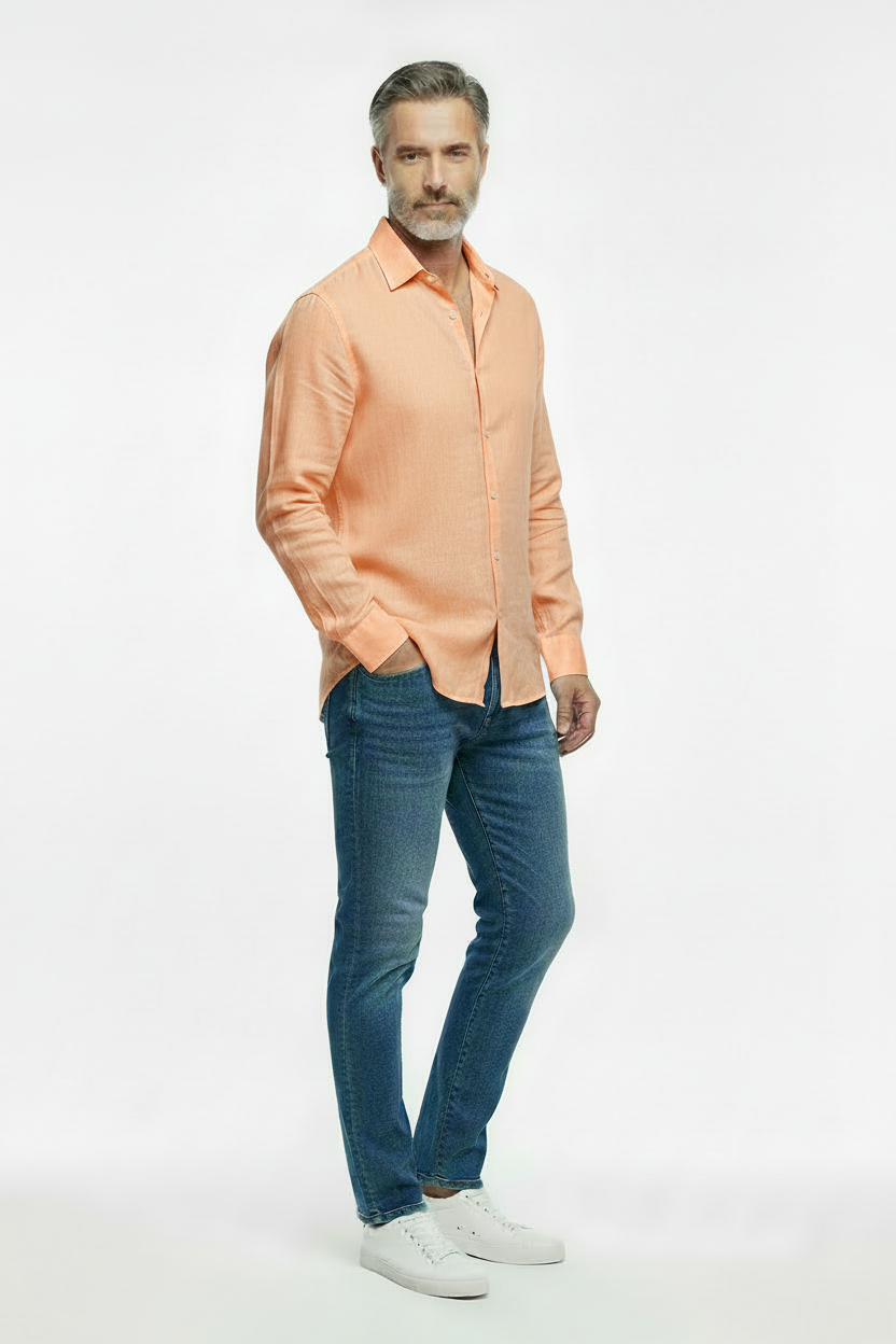 Vercini Linen Spread Collar Shirt