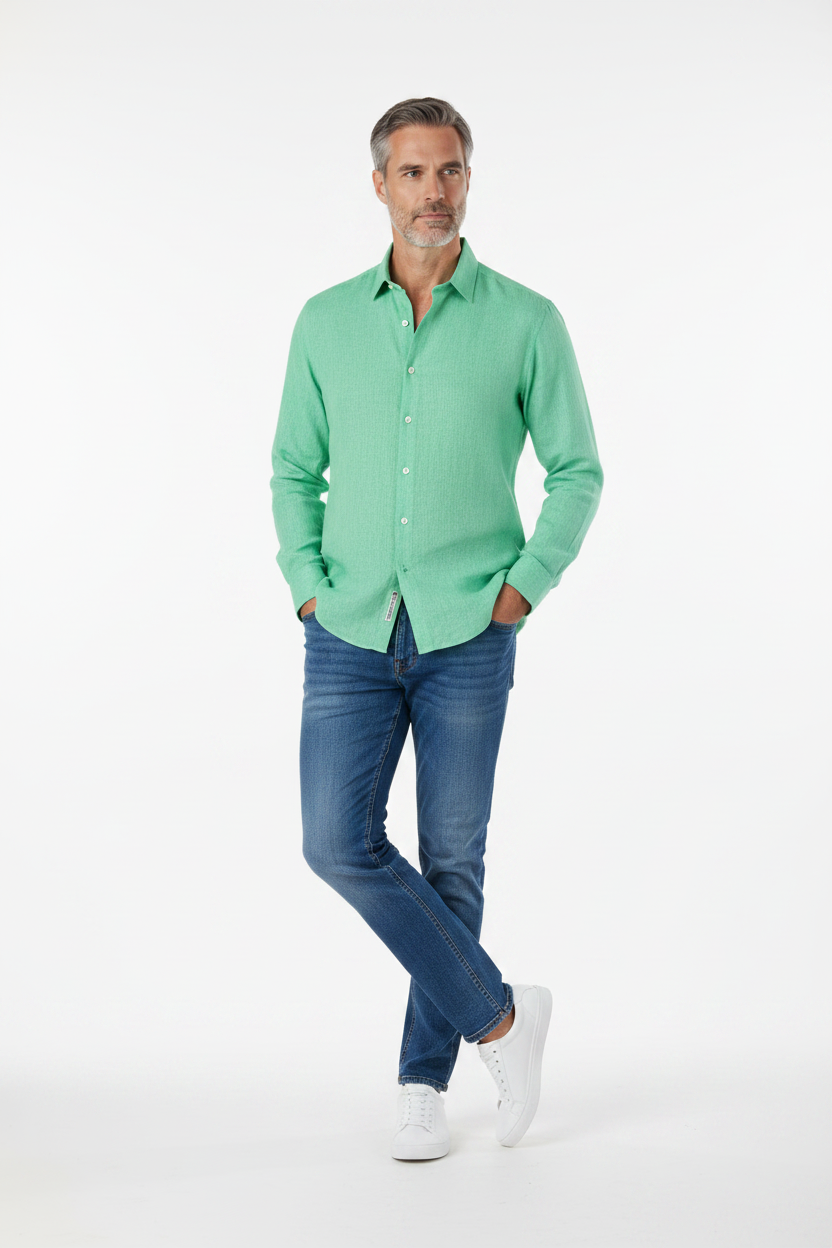 Vercini Linen Spread Collar Shirt