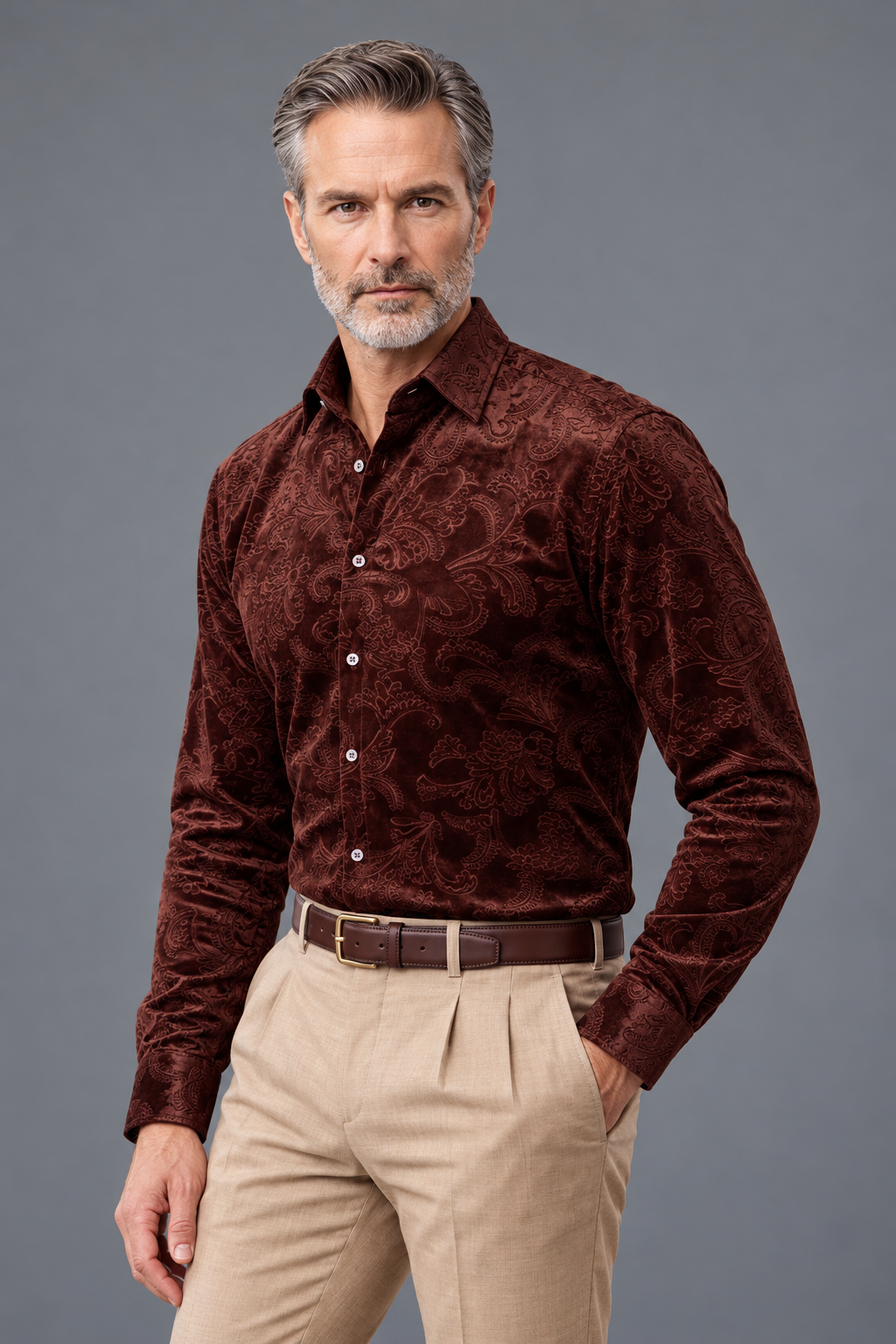 Paisley Print Long-Sleeve Button-Down Shirt