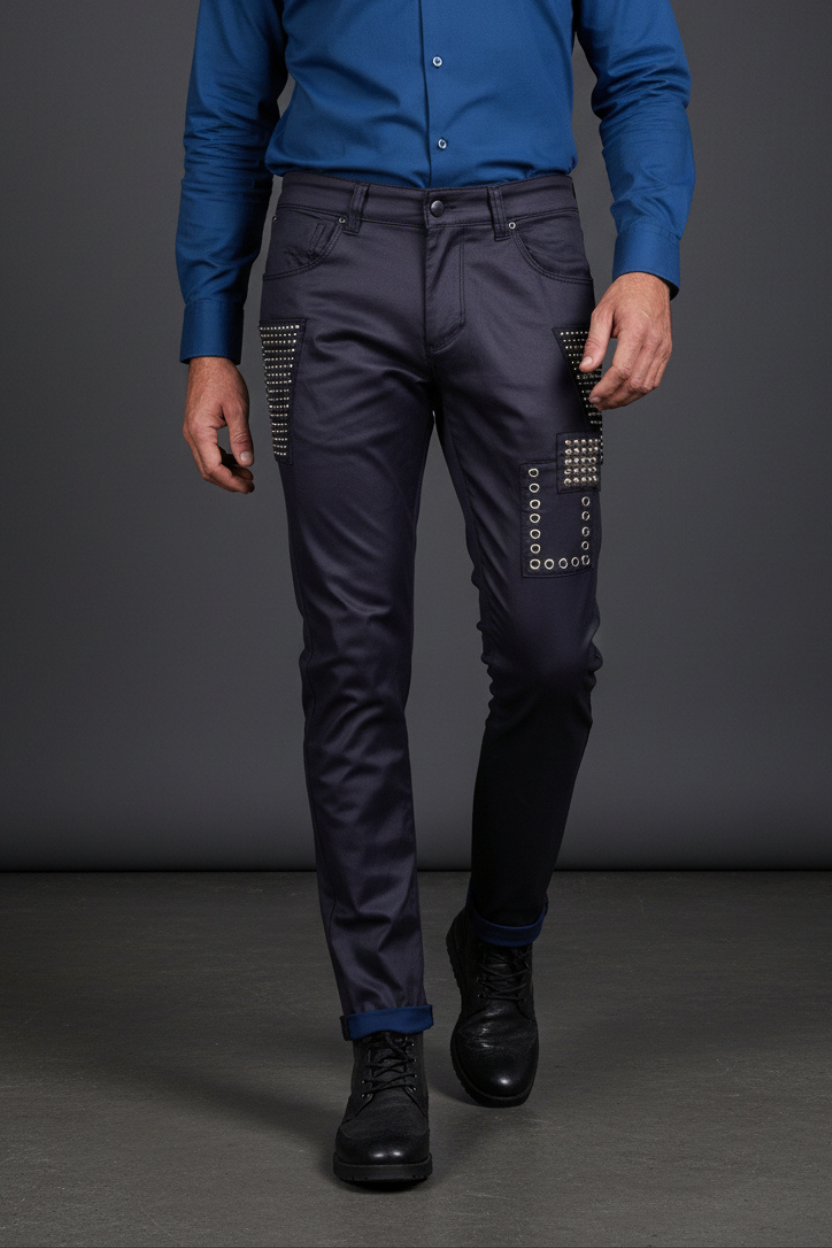 パンツ noid. coating skinny denim Vercini Luxe Coated Skinny Jeans Navy Blue | Premium Men's Denim
