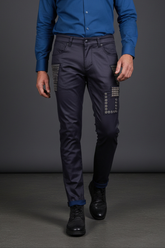 Vercini Luxe Coated Skinny Jeans Navy Blue | Premium Men's Denim