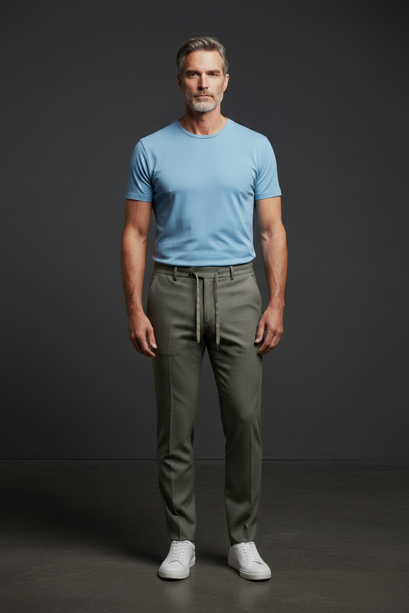 Vercini Olive Gray Dress Slacks on Model