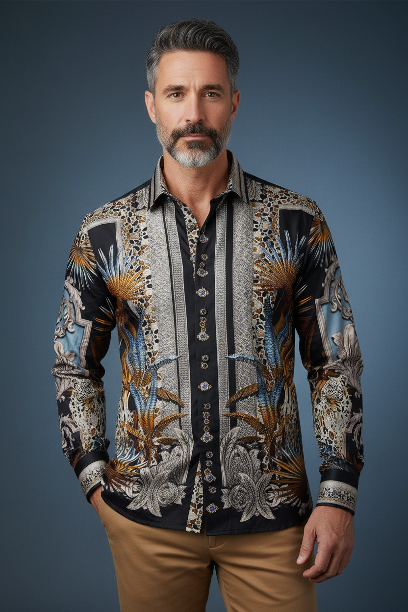 Vercini Printed Shirt - Sebastian Model