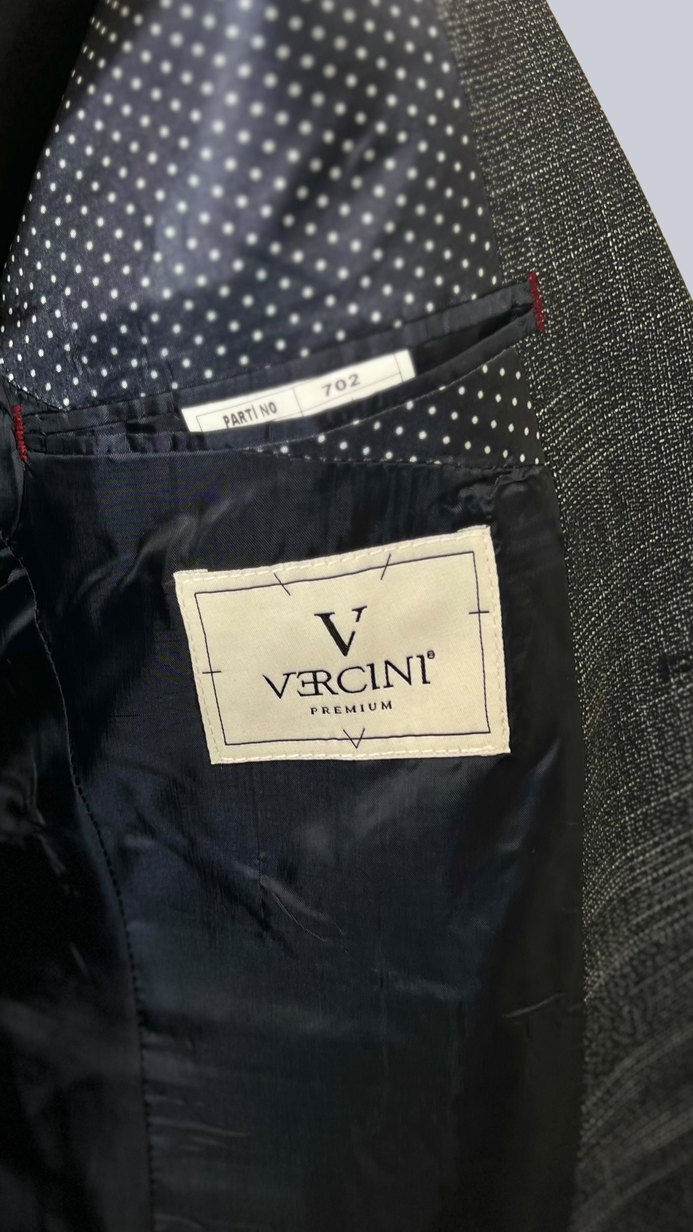 Vercini Chambray Elegance Three-Piece Suit - Charcoal Gray