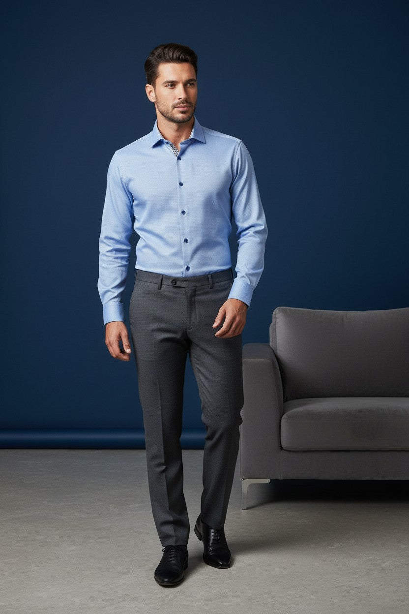 Vercini Y03 Sky Blue Microdot Dress Shirt