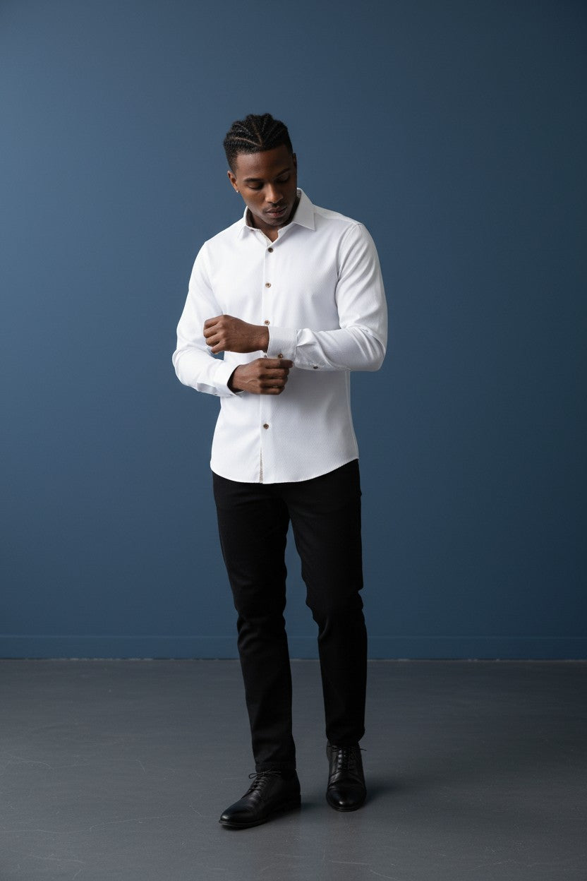 Vercini Y21 Classic White Textured Shirt