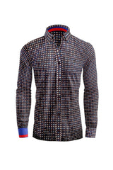Navy Base with Multicolor Dots and Contrast Cuff CASUAL SHIRT Do Vercini
